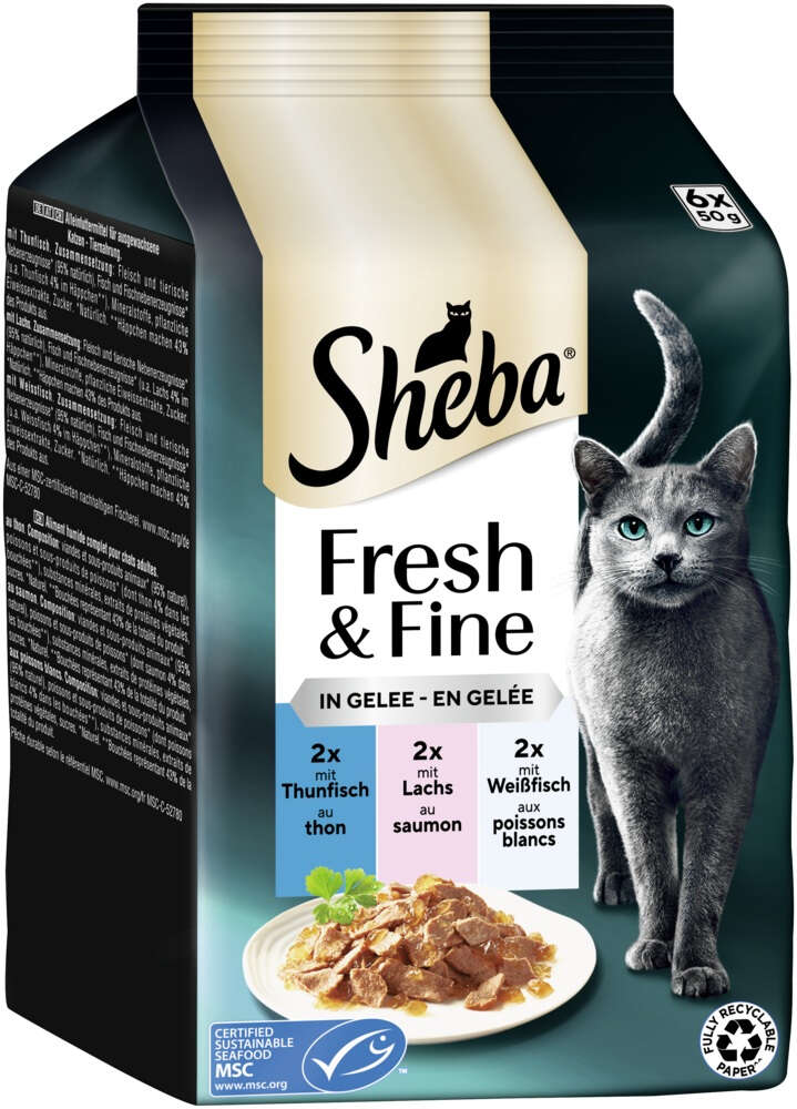 Sheba Katzen-Nassfutter Fresh+Fine Thunfisch, Lachs und Forelle